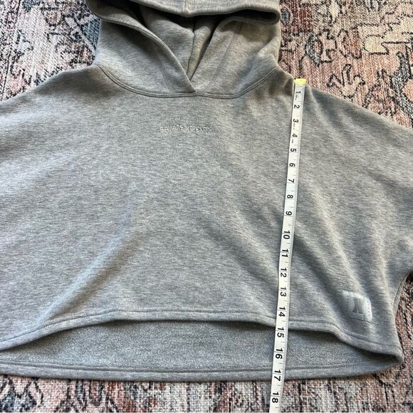 Savage X Fenty Essential Cropped Hoodie with Logo Pullover Platinum Grey Large - Picture 12 of 15